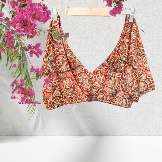 Kalamkari Cotton Sassy Padded Blouse