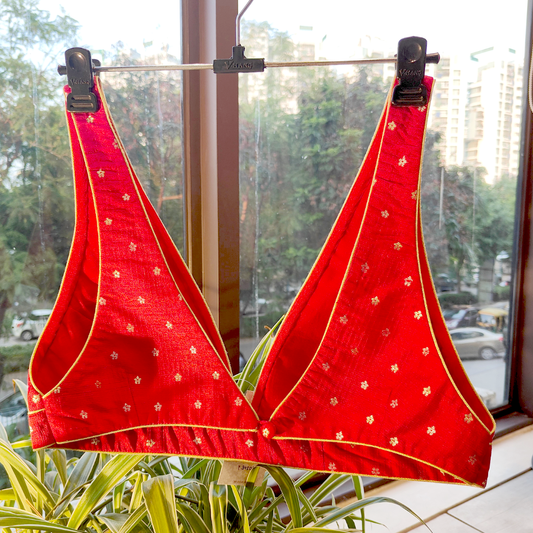 Sassy Red Dupion Silk Blouse