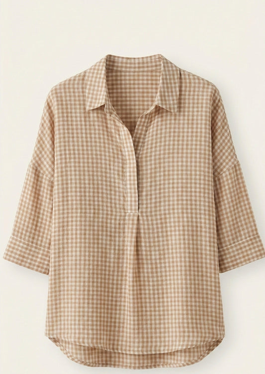 Cotton Linen Checkered Shirt