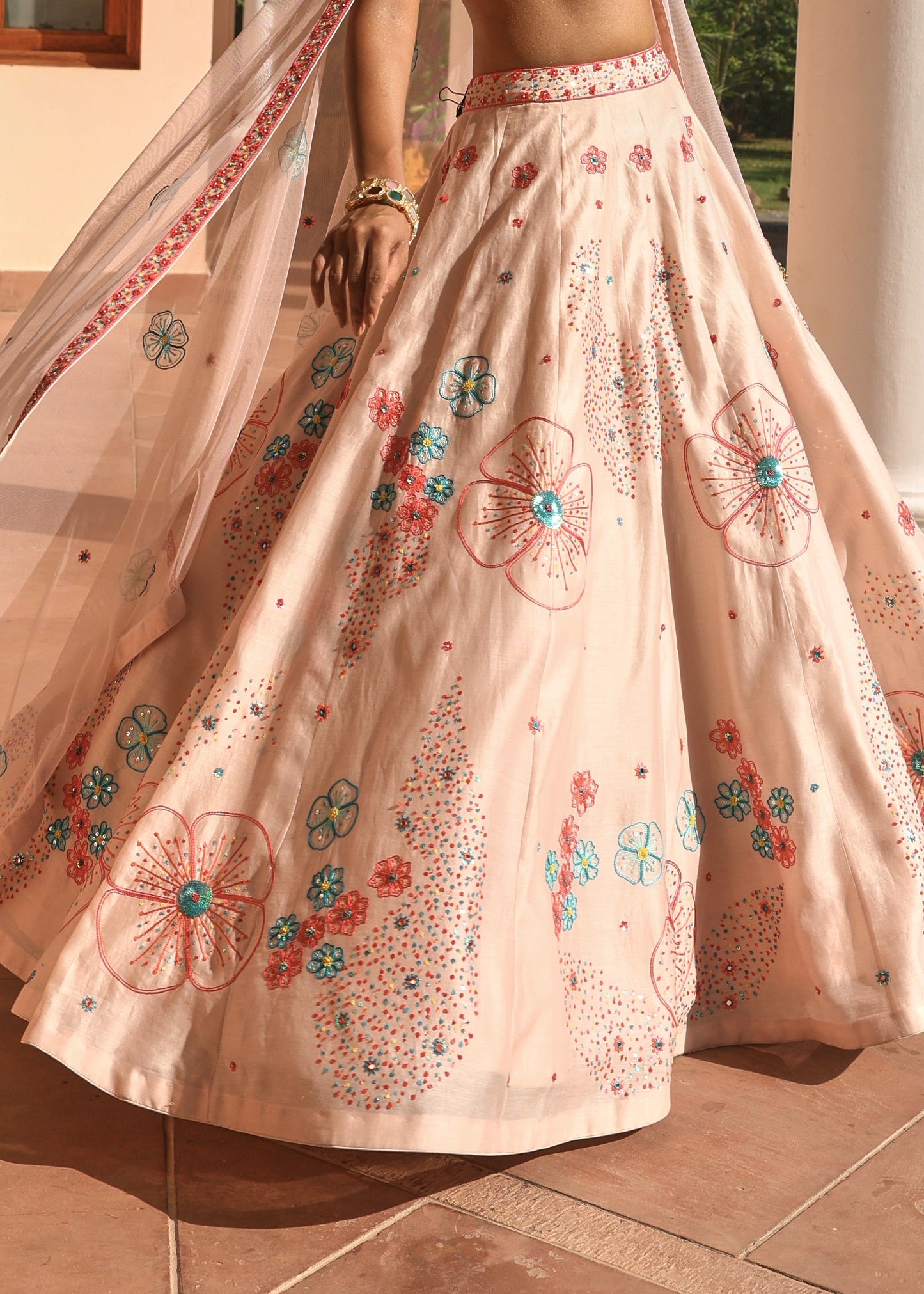 Uptown Girl Peach Floral Lehenga