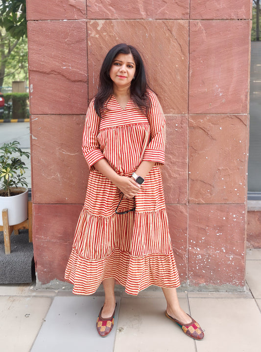 Bagru Cotton Striped Dress