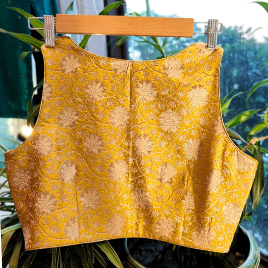 Yellow Brocade Banarasi Silk Blouse