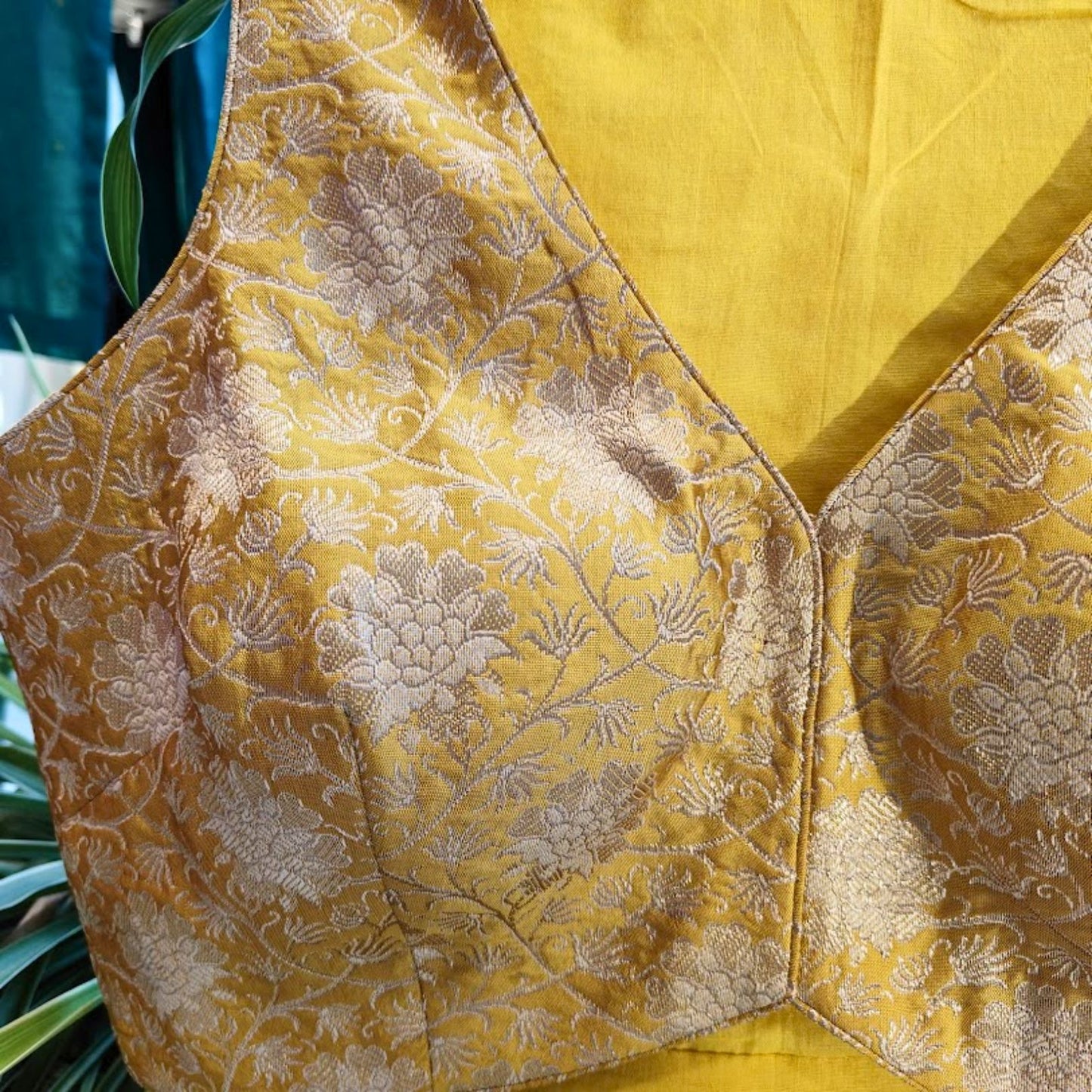 Yellow Brocade Banarasi Silk Blouse