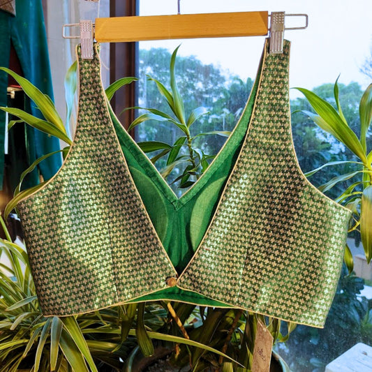 Banarasi Brocade Green Silk Blouse