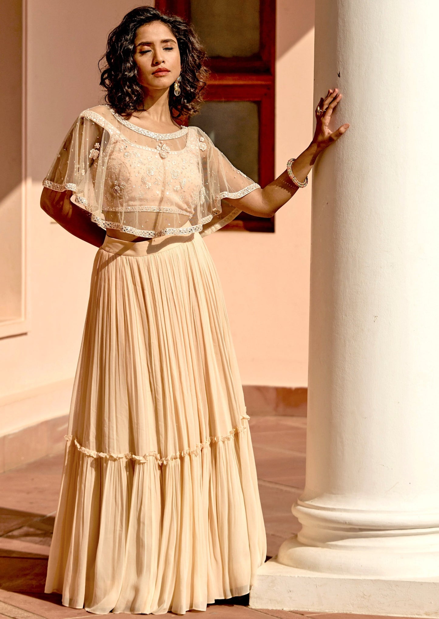 Uptown Girl Short Cape Lehenga Skirt
