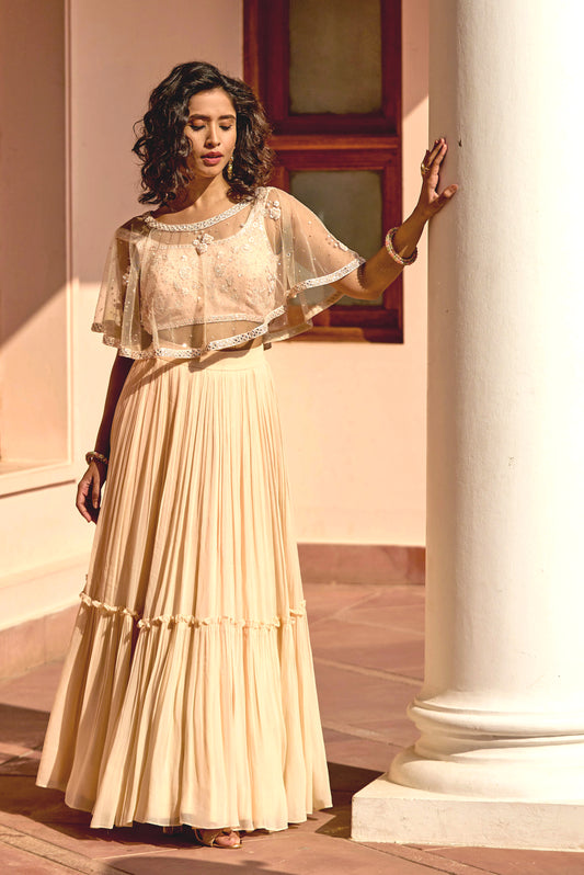 Uptown Girl Short Cape Lehenga Skirt
