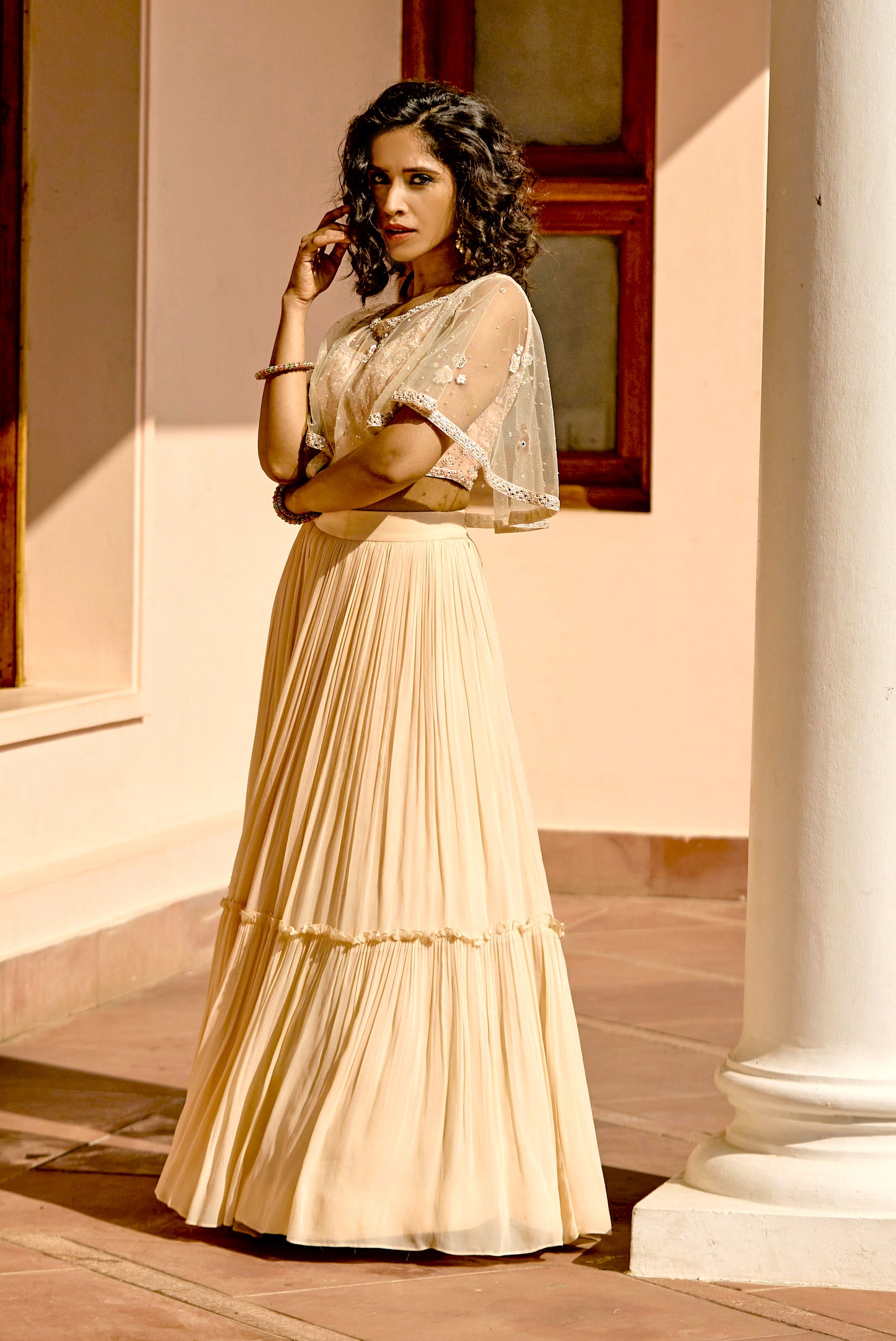 Uptown Girl Short Cape Lehenga Skirt