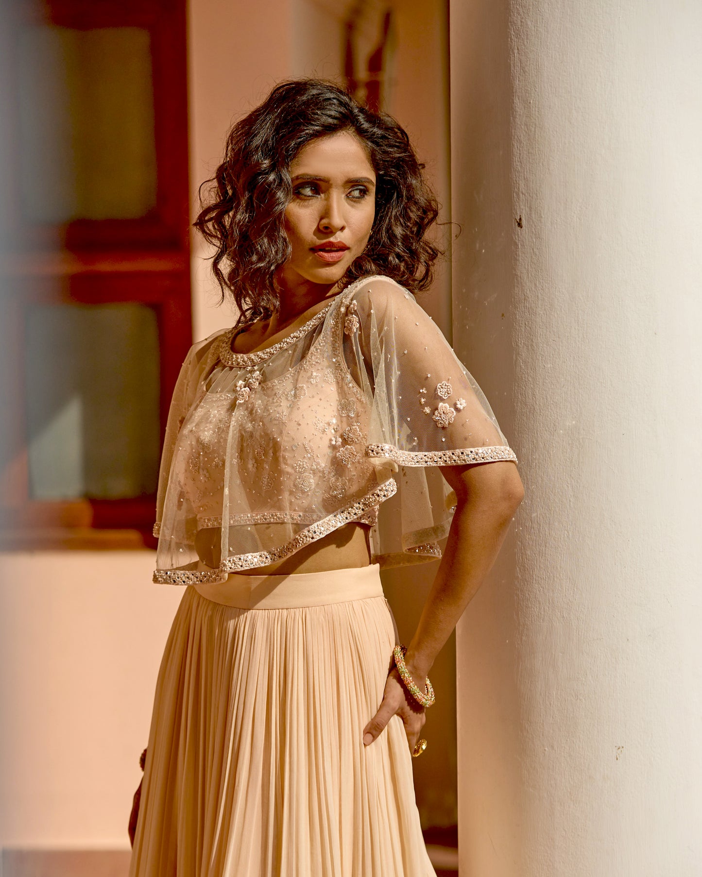 Uptown Girl Short Cape Lehenga Skirt