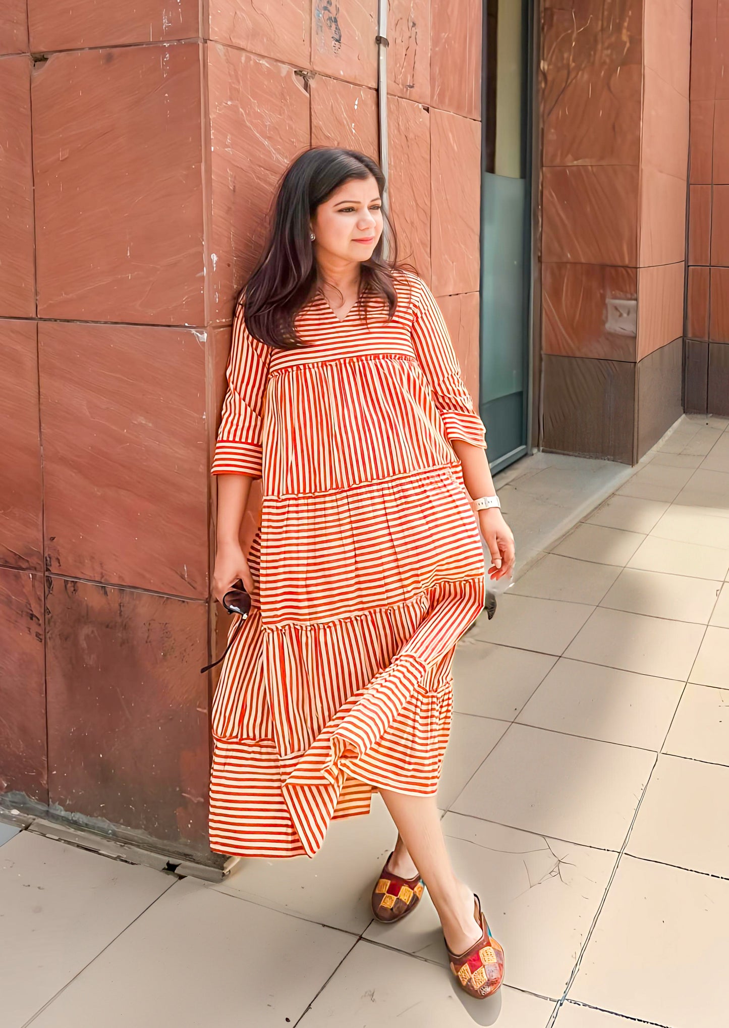 Bagru Cotton Striped Dress
