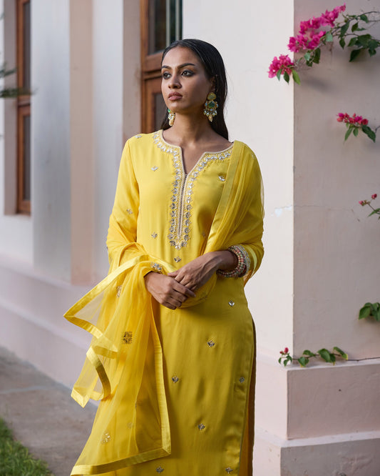 Mastaani Yellow Kurta Set with Gota Patti