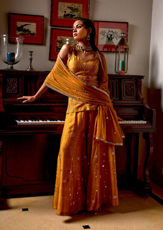 Sassy Sharara Set -Golden