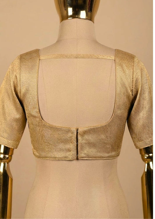 Gold Banarasi Silk Readymade Blouse