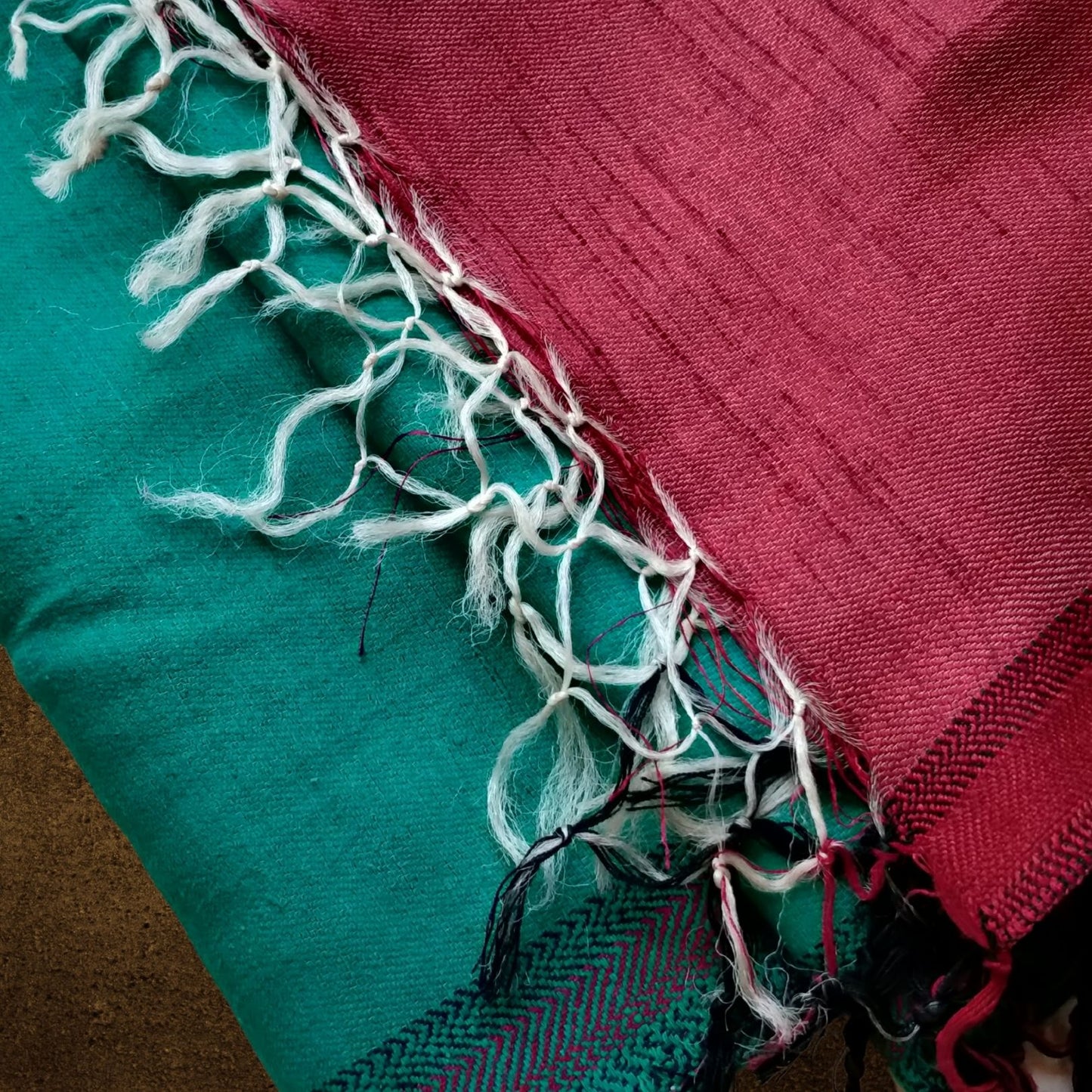 Handwoven Silk - Eri Spun Stoles _Green