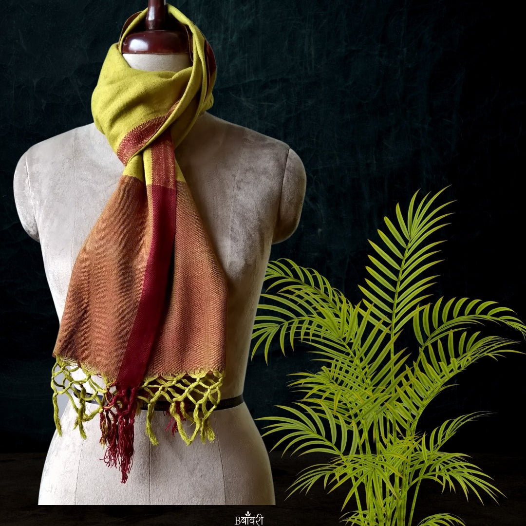 Handwoven Silk Eri Spun Stoles _Yellow
