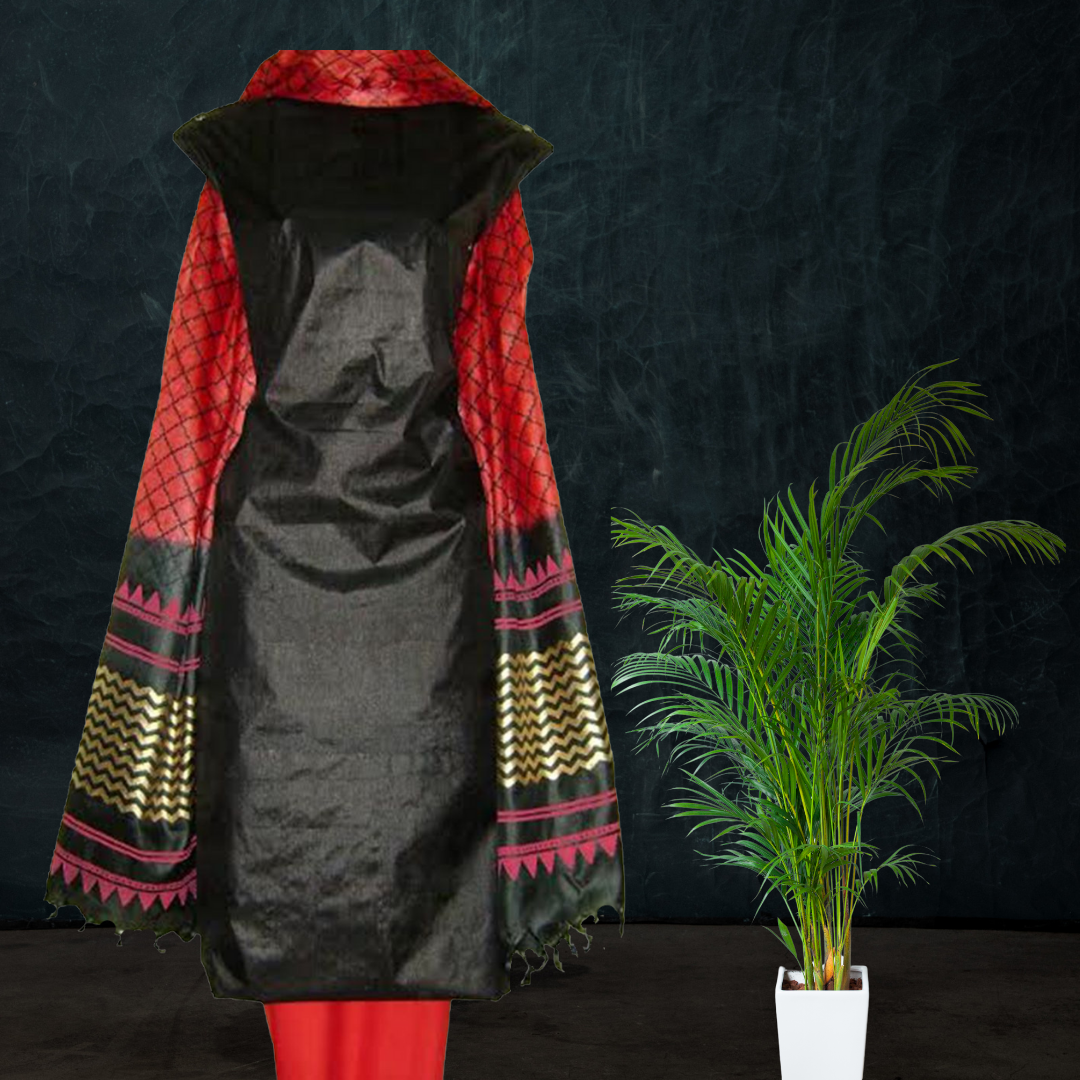 Block Printed Tussar Silk Suit -Black