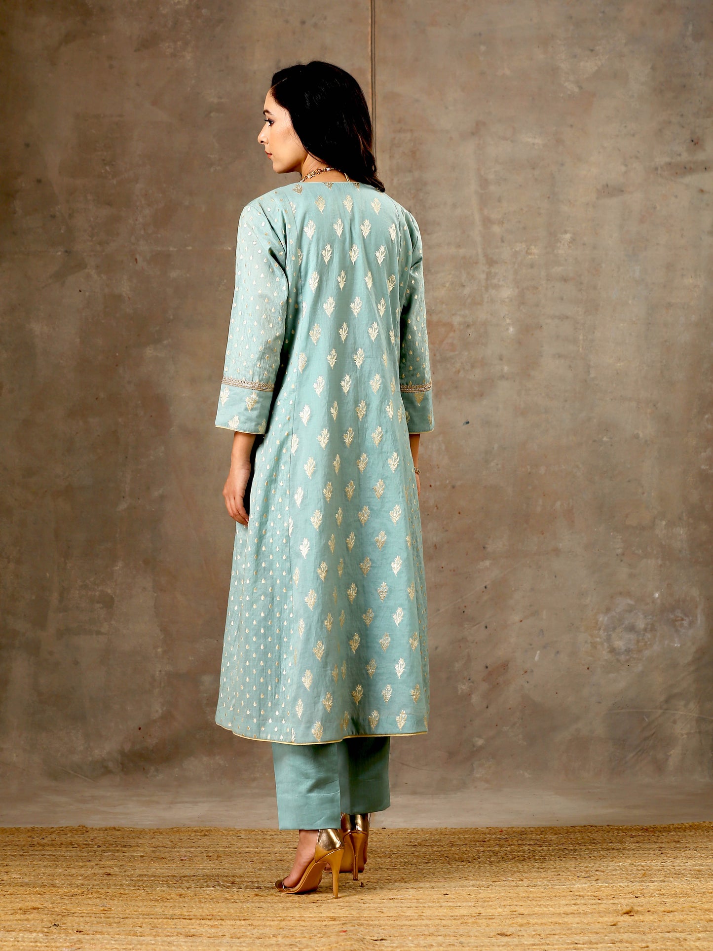 Chanderi Silk Yoke Kurta in Tiamo Blue