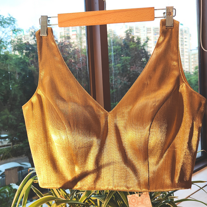 Golden Brocade Banarasi Silk Blouse