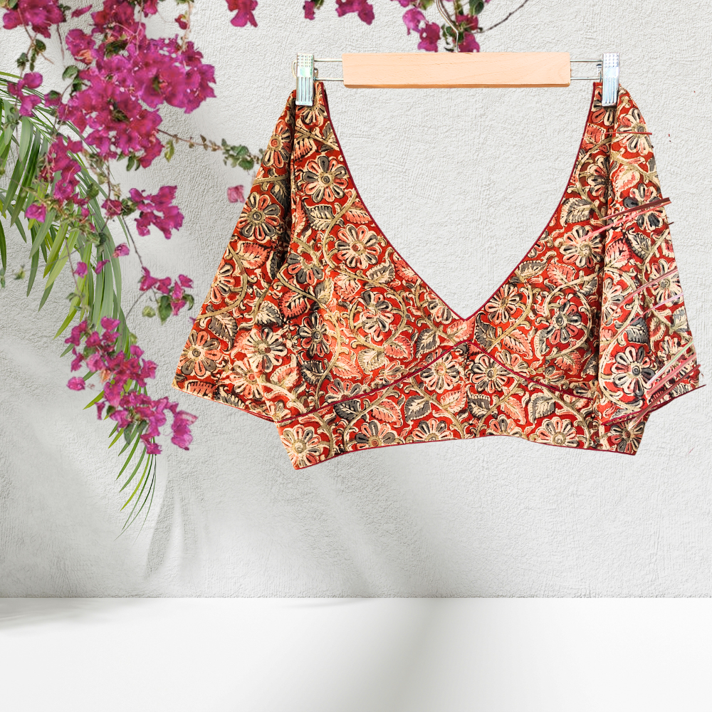 Kalamkari Cotton Sassy Padded Blouse