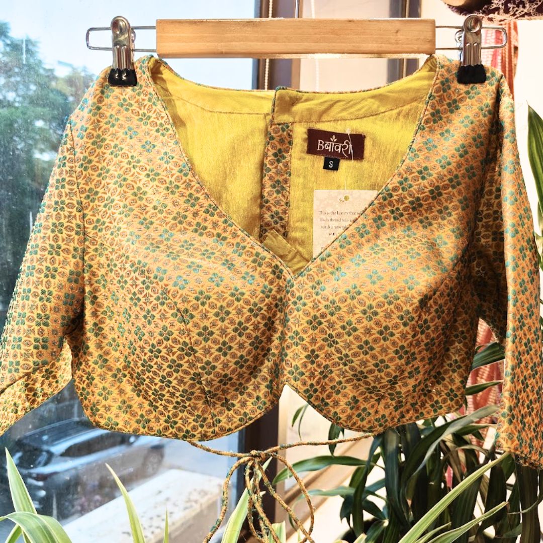 Yellow Brocade Silk Blouse