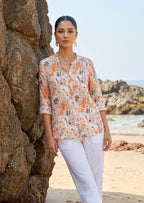 Printed Floral Shirt in Linen Cotton