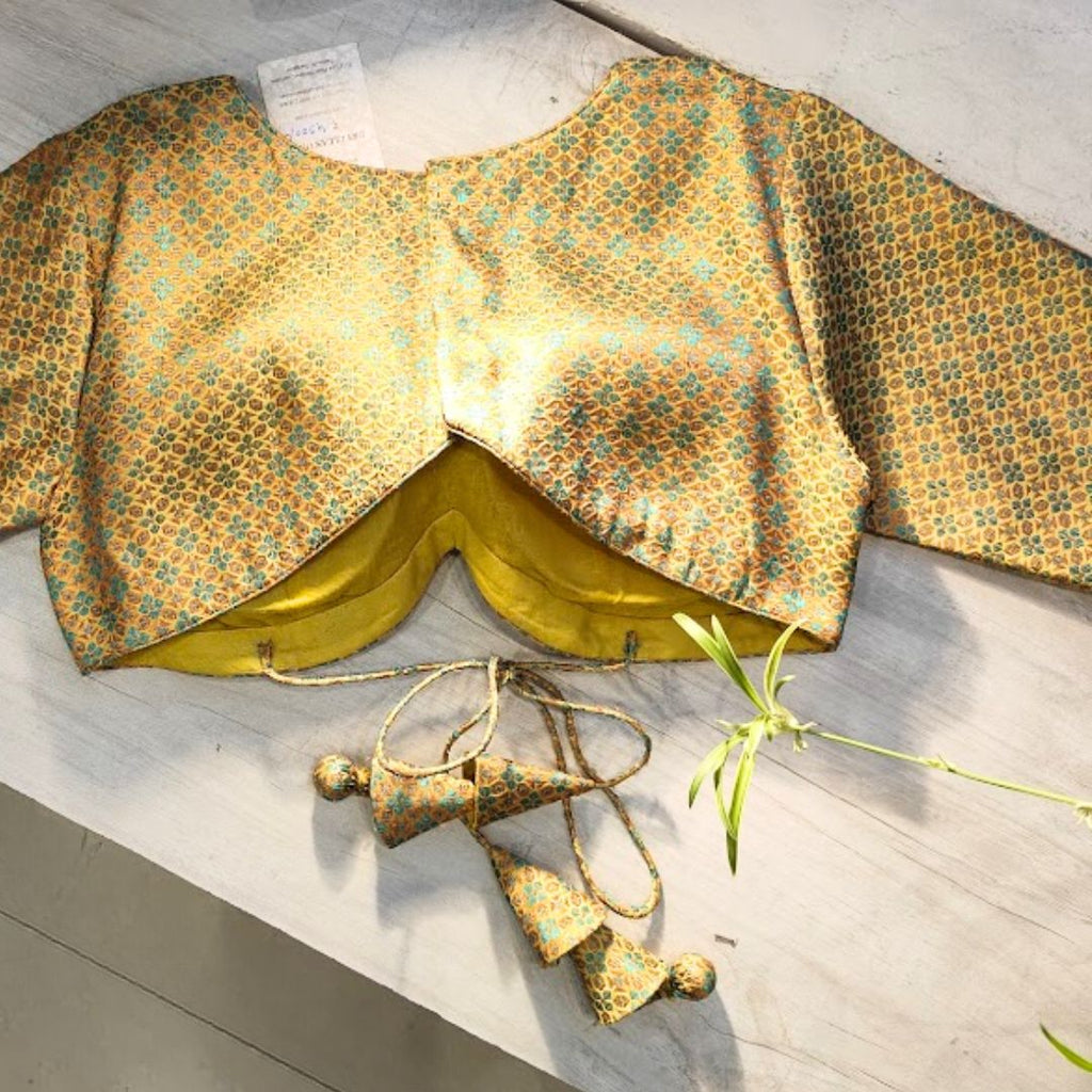 Yellow Brocade Silk Blouse
