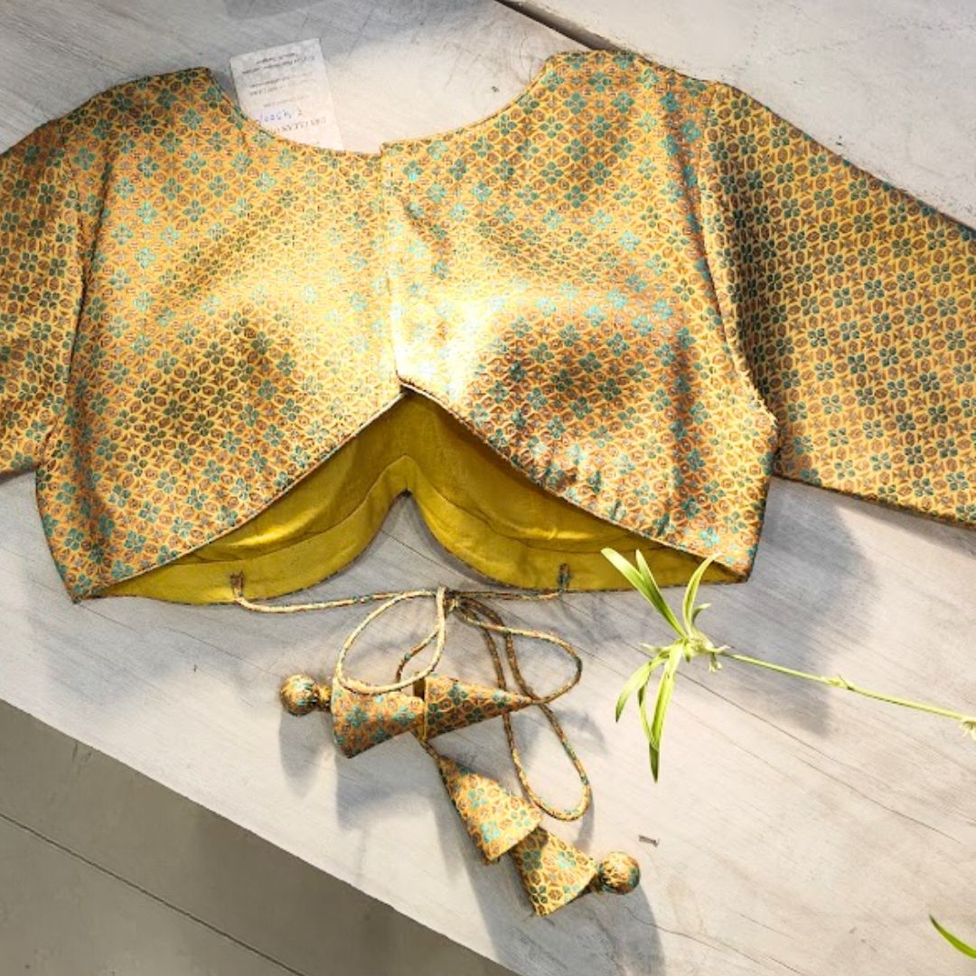 Yellow Brocade Silk Blouse