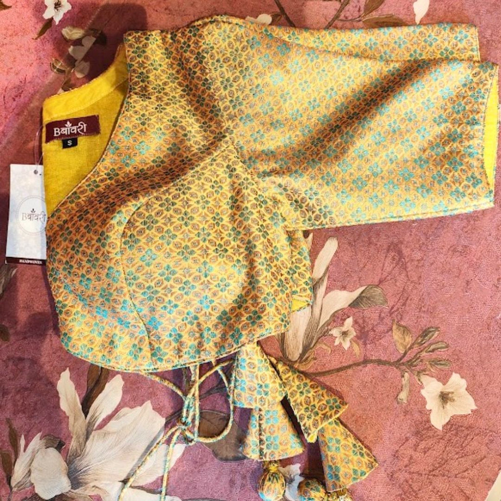 Yellow Brocade Silk Blouse