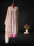 Light Grey Block Printed Kurta with Pink Farshi Set