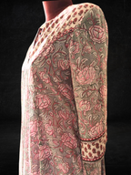 Light Grey Block Printed Kurta with Pink Farshi Set
