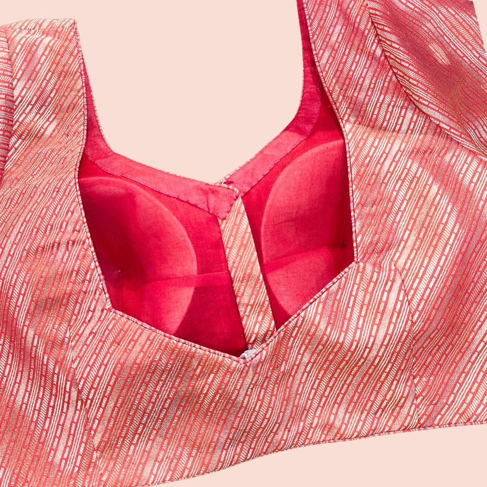 Shaded Pink Brocade Silk Blouse