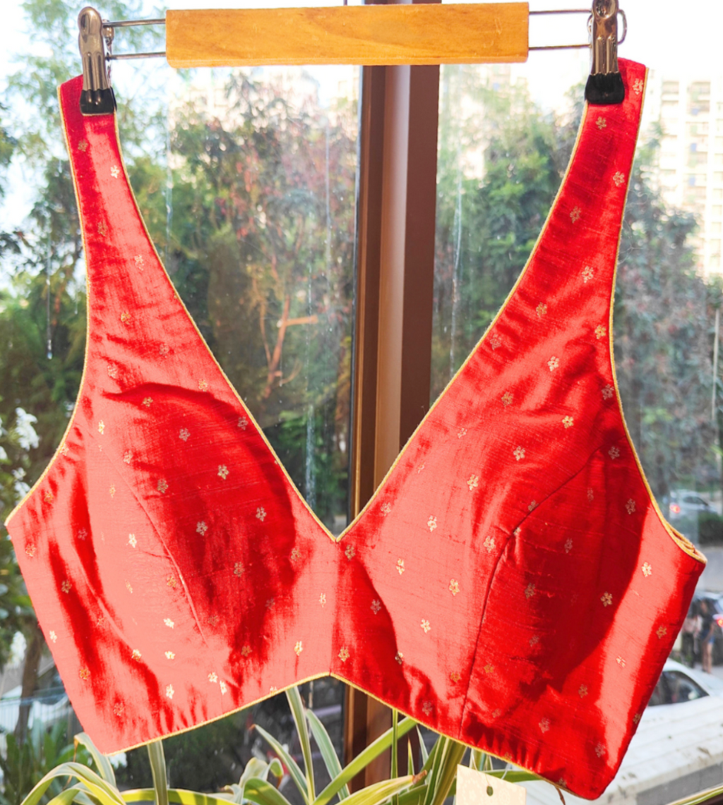 Red Brocade Sexy Blouse