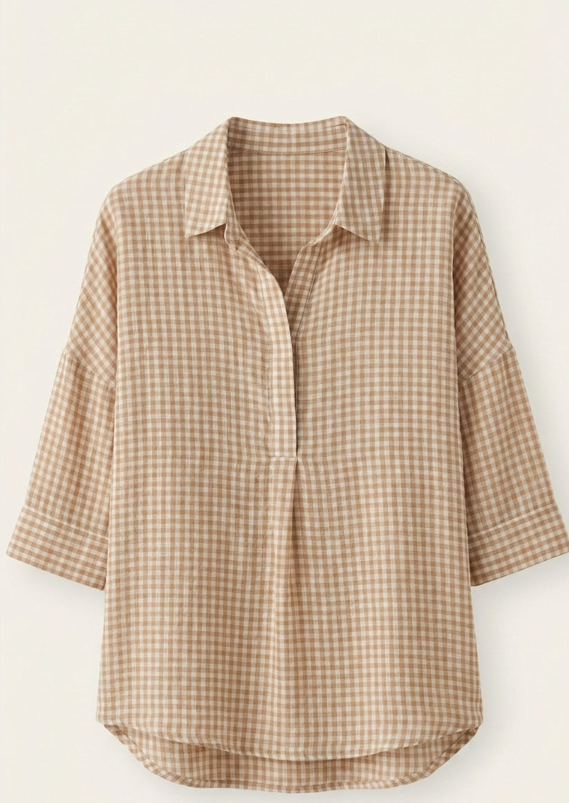 Cotton Linen Checkered Shirt