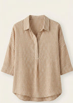Cotton Linen Checkered Shirt