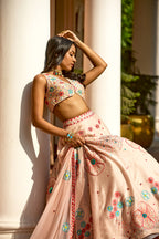 Uptown Girl Peach Floral  Lehenga
