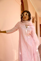 Uptown Girl Light Pink Sequin Neck Kali Set