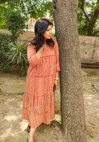 Bagru Cotton Striped Dress for Summer