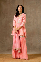 Peplum Sharara Set in Peach  Color