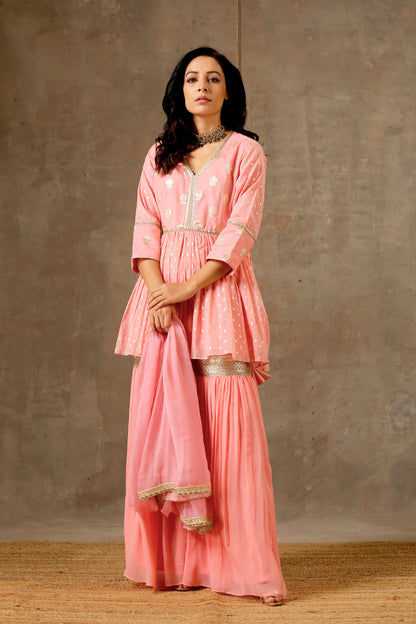 Peplum Sharara Set in Peach  Color