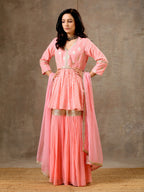 Peplum Sharara Set in Peach  Color