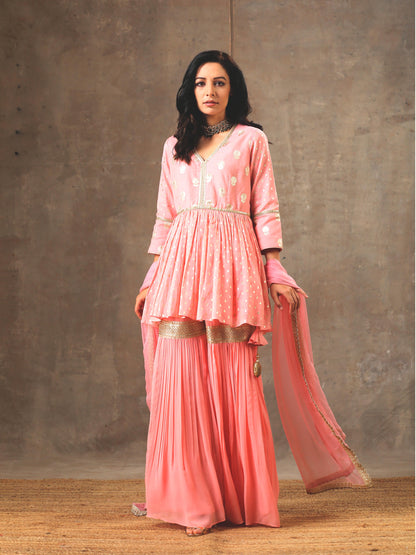 Peplum Sharara Set in Peach  Color