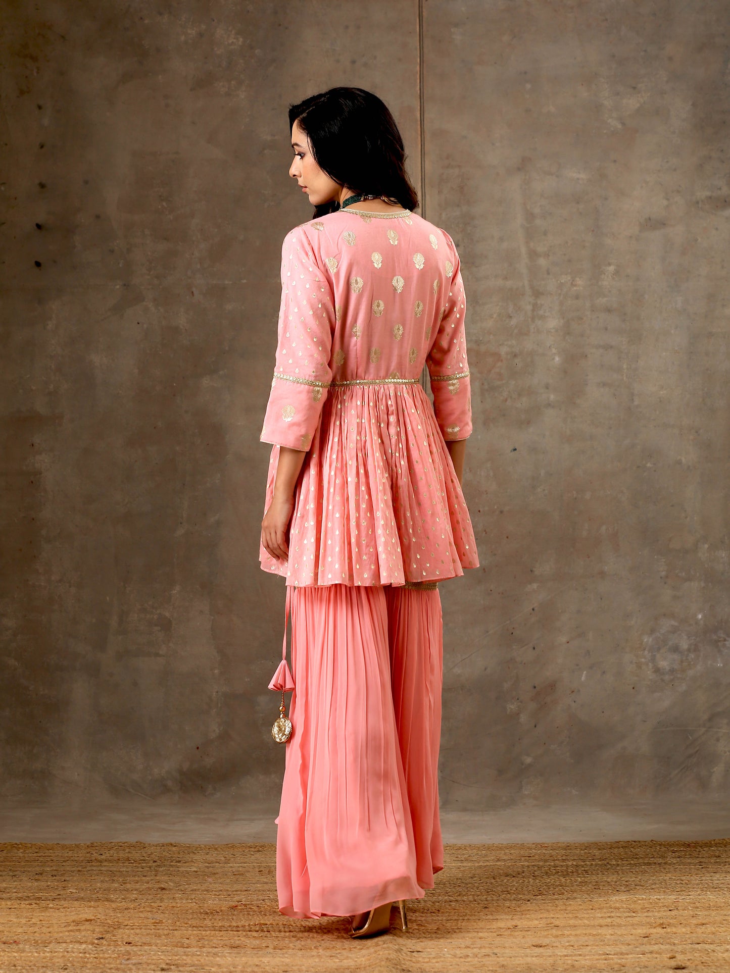 Peplum Sharara Set in Peach  Color