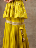 Peplum Sharara Set in Mustard Olive Shade