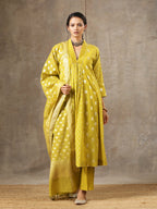 Mustard Yellow Chanderi Silk Kurta Set in 5 Kalis