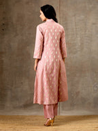 Onion Pink Silk Chanderi Kurta Set In 5 Kalis