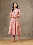 Onion Pink Silk Chanderi Kurta Set In 5 Kalis