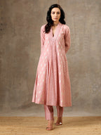 Onion Pink Silk Chanderi Kurta Set In 5 Kalis