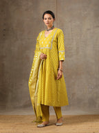 Chanderi Silk Yoke Kurta in Mustard Yellow