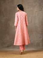 Chanderi Silk Yoke Kurta in Pink Peach Color