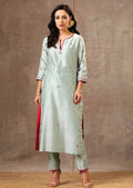 Malhaar Chanderi Silk  Ensemble (Set of 3)- Sage Green