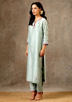Malhaar Chanderi Silk  Ensemble (Set of 3)- Sage Green